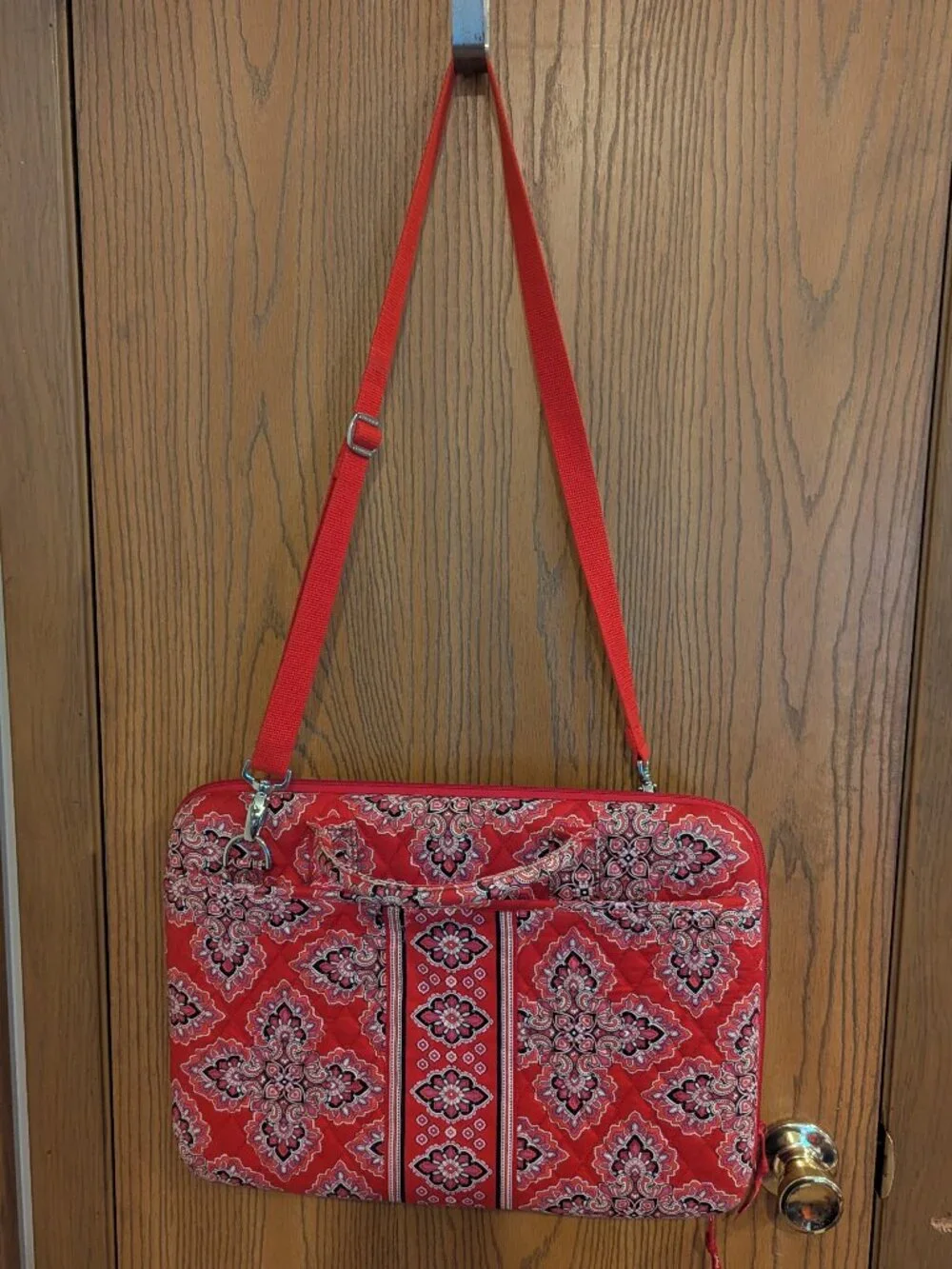 Vera Bradley Laptop Bag Frankly Scarlet Retired Print Hard Shell Crossbody Zip